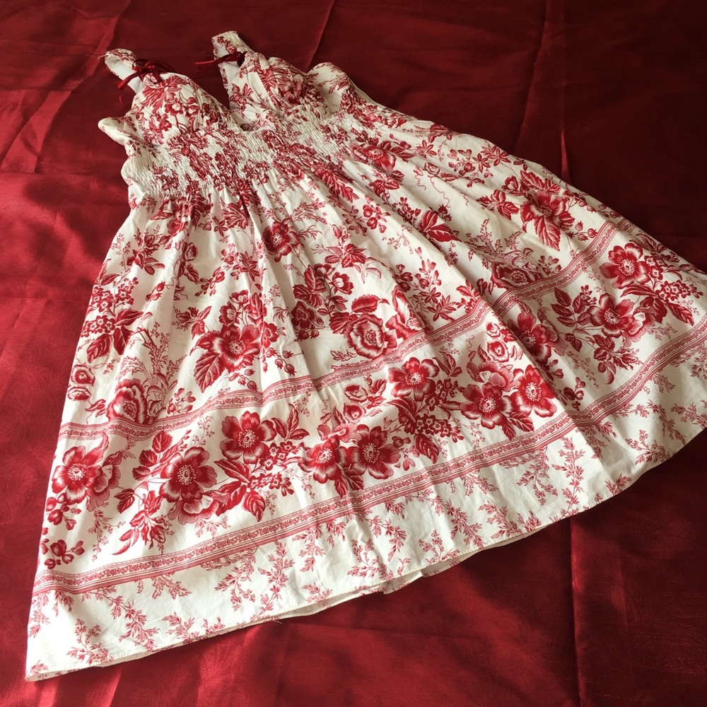 White and Red Floral Midi Sundress